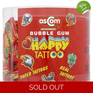 Happy Tattoo Bubble Gum - Retro Bubblegums